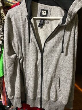 OP Men’s Heather Gray Full-Zip Hoodie with Black Hood Lining